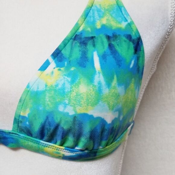 VINTAGE Surf Side Blue Tie-Dye Halter Bikini - Picture 4 of 14